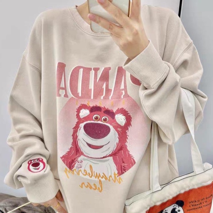 PANDA CREWNECK STRAWBERRY BEAR | sweater motif kartun LUCU (V1)