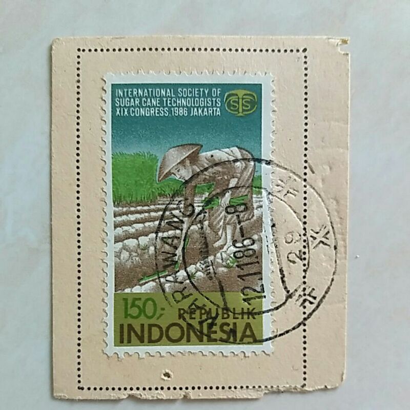 

(K4) Cap Pos Jelas Perangko Kongres ISSCT 1986 150 Rupiah Used