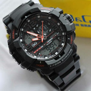 JAM TANGAN PRIA DIAMETER BESAR QQ GW86 QNQ GW86 Q&Q GW-86 ORI MERAH