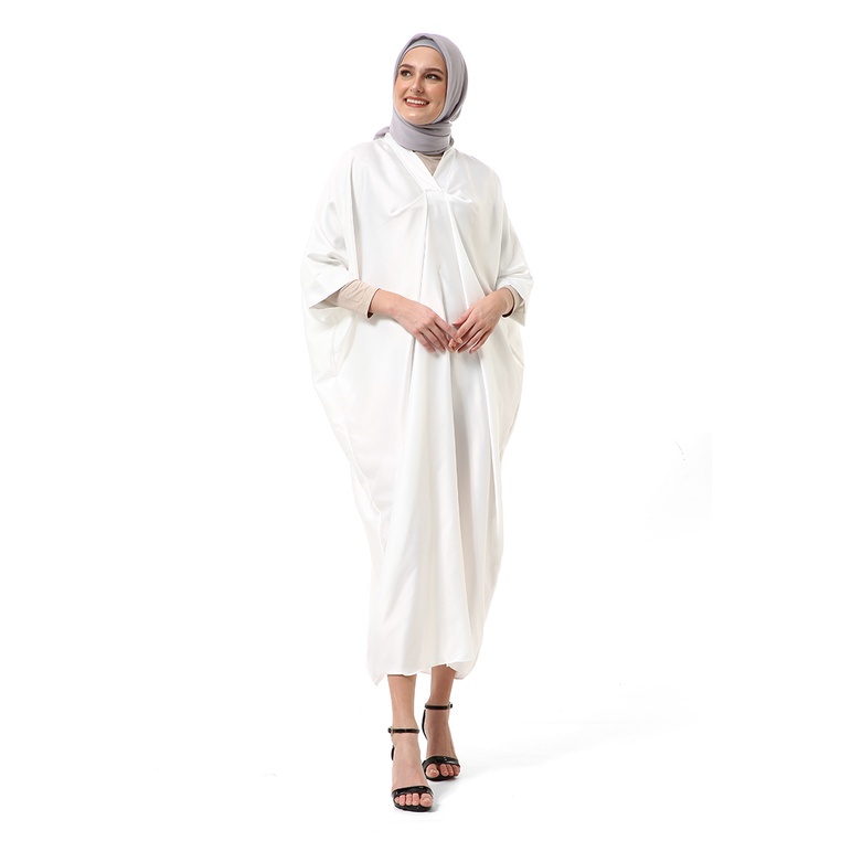 Kahitna Kaftan Pakaian Muslimah Premium Motif Polos High Quality - Putih
