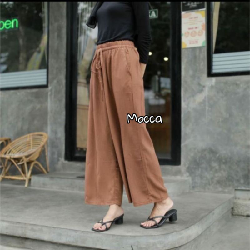 Kulot Crincle Airflow Premium Jumbo Tali Serut  Celana Panjang Wanita Highwaist Cullote Pants Crinkle Modis Terbaru Kekinian 2023