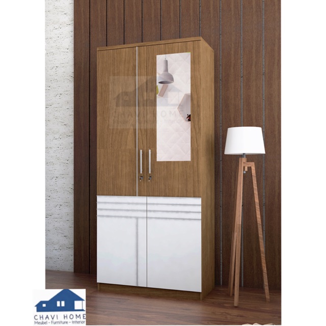  Lemari  pakaian lemari  baju  2 pintu 3 pintu white walnut 