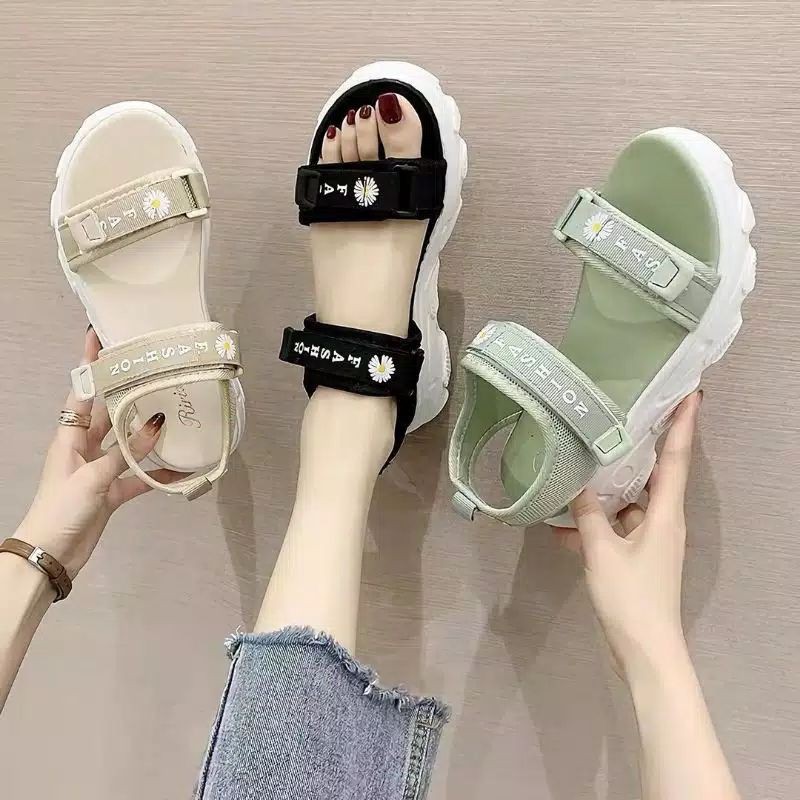 02.02 sale Sandal Wanita 2 Tali Strap FLOWER / KN 07SANDAL TALI STYEL KOREA