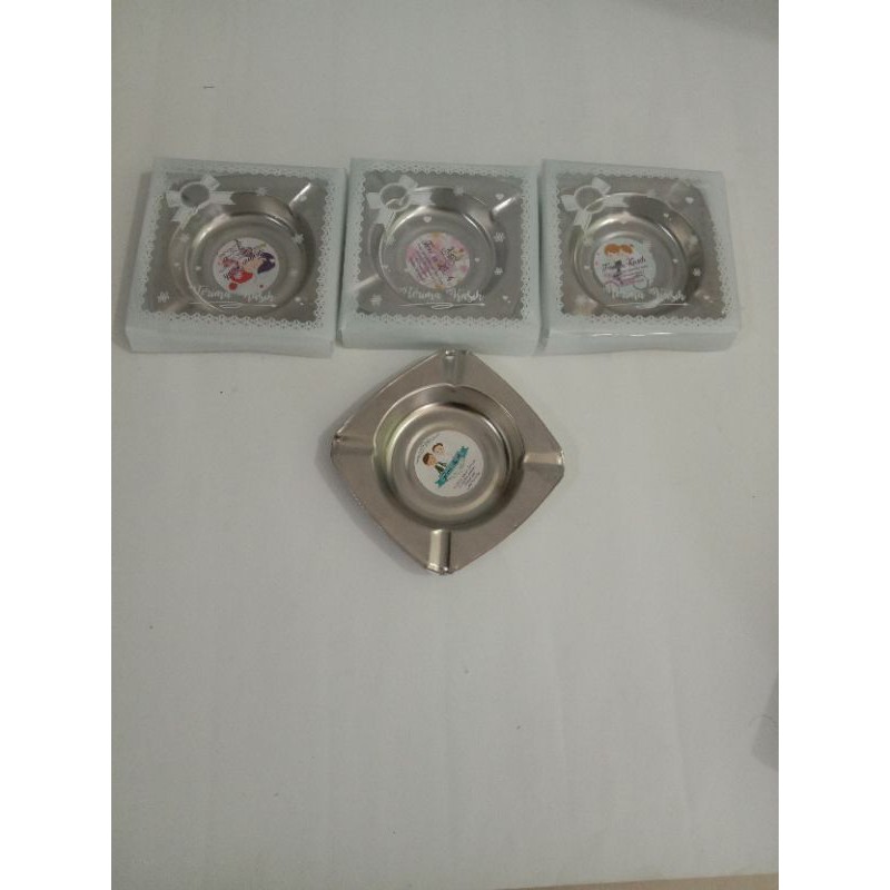 souvenir asbak stenlis kemas mika motif isi 20 pcs