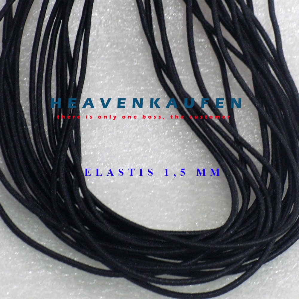 Tali Elastis Kecil 1,5 mm Hitam Meteran