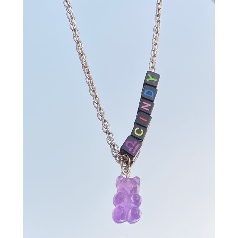 [CUSTOM] gummy bear name initial chain necklace zodiac / kalung rantai nama gummy bear