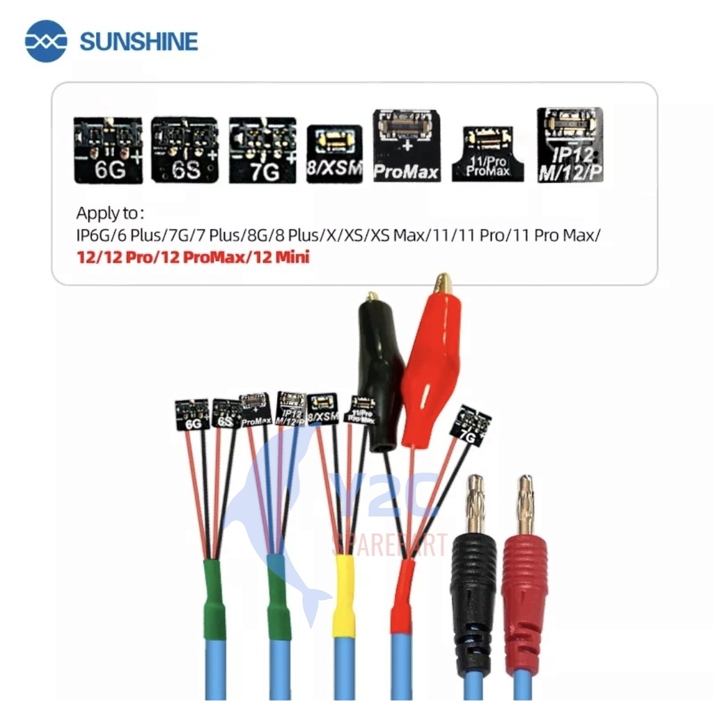 KABEL POWER SUPPLY SUNSHINE SS-908B UNTUK 6G - 12 PRO MAX / ALAT SERVIS HP LENGKAP MURAH