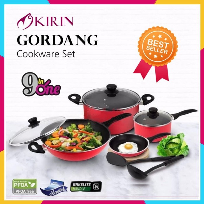 Panci Set Kirin Gordang Set 9in1 Alat Masak - Cookware Set