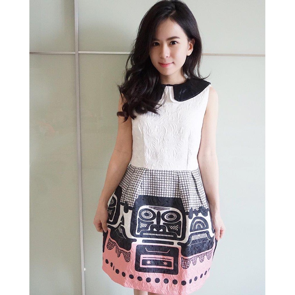 Dress motif rok pink