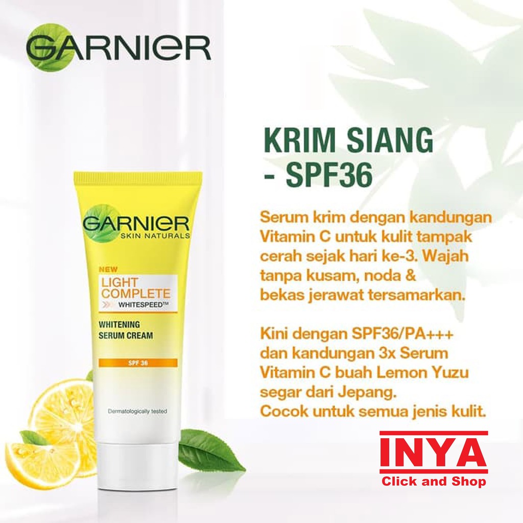 GARNIER LIGHT COMPLETE YUZU WHITENING SERUM DAY CREAM 20ml - Krim Siang Wajah