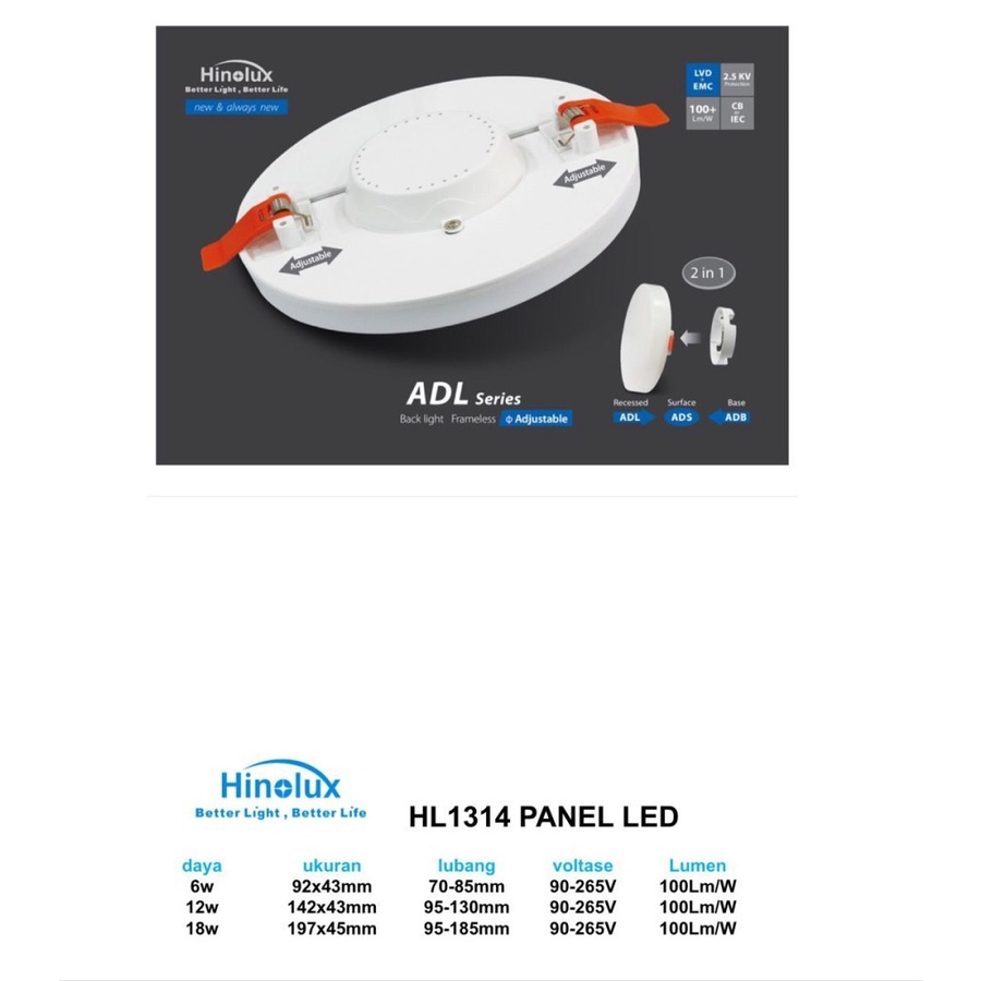 Lampu LED Down Light Inbow Outbow 2in1 6watt 12watt 18watt Adjustable