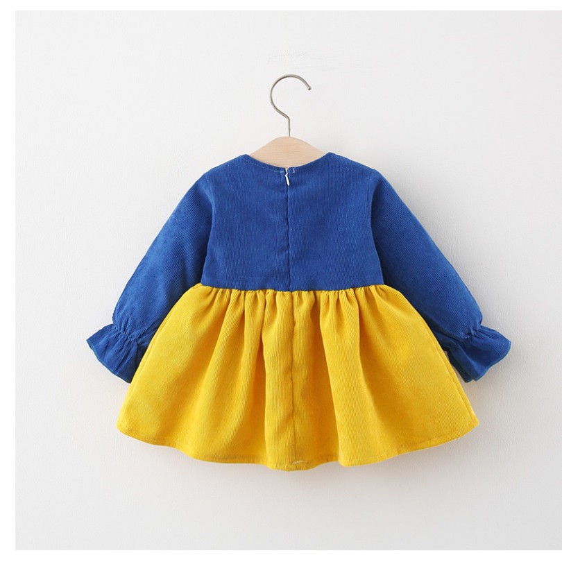 778 Dress anak bayi/baju dress anak /pakaian bayi anak perempuan motif pita warna kuning biru premium