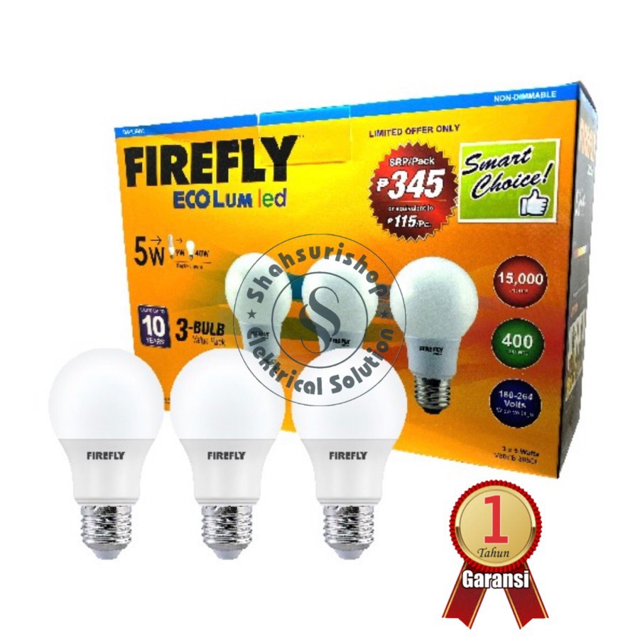 LAMPU LED MURAH ISI 3 FIREFLY 5 W WATT BY MEVAL TERANG DAN BERGARANSI