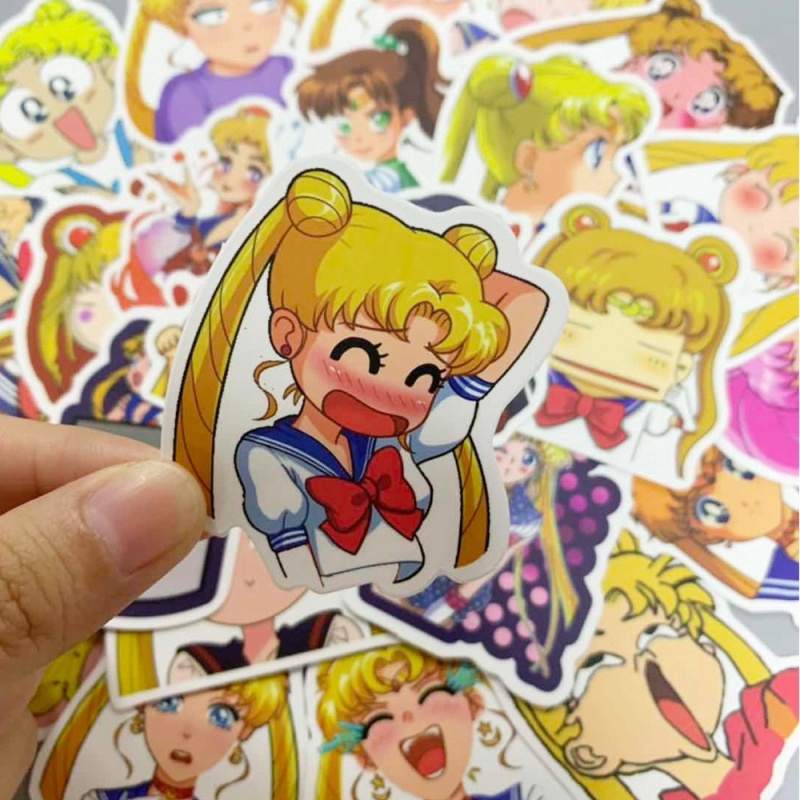 50Pcs/set Sailor Moon Waterproof Refrigerator Skateboard Decoration Mixed Decals Laptop Sticker