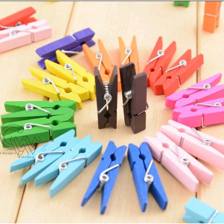 Cheaper-Jepitan Foto 50pcs Buku Diary Wooden Clip Warna Warni