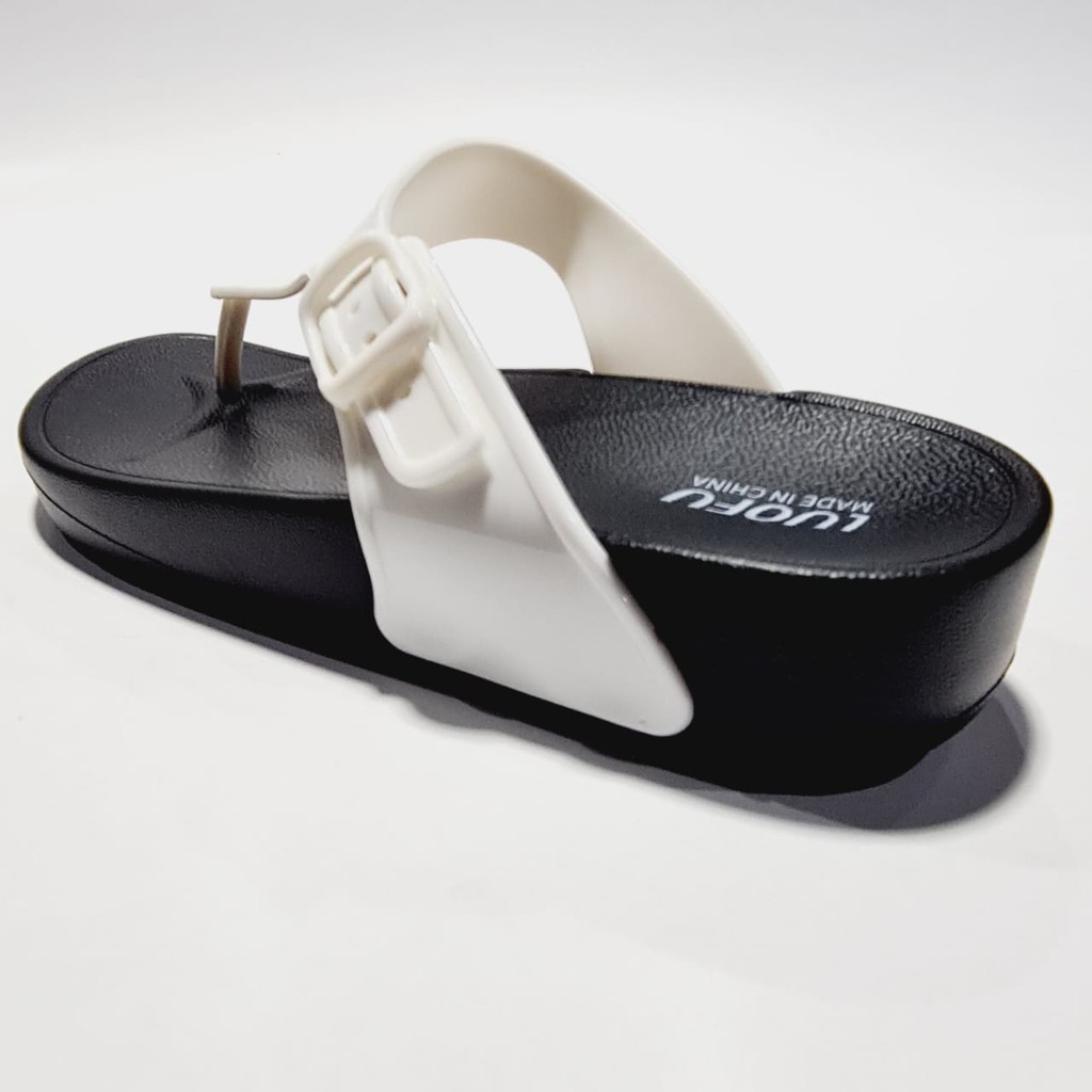 LUOFU ORIGINAL Jelly sandal karet empuk murah wanita jepit sendal gesper cewek import e7154A01S