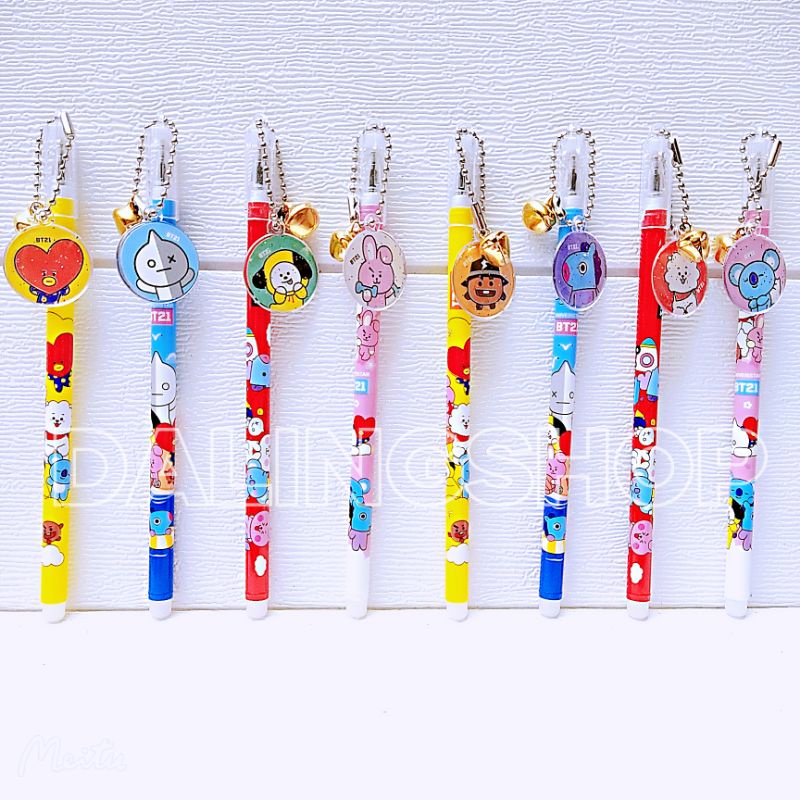 Dalingshop / PULPEN GEL BT21 + GANTUNGAN UNIK LUCU BT21 / PEN BT21 / PEN SQUID GAME + GANTUNGAN BONEKA GOYANG  / PULPEN SQUID GAME-2