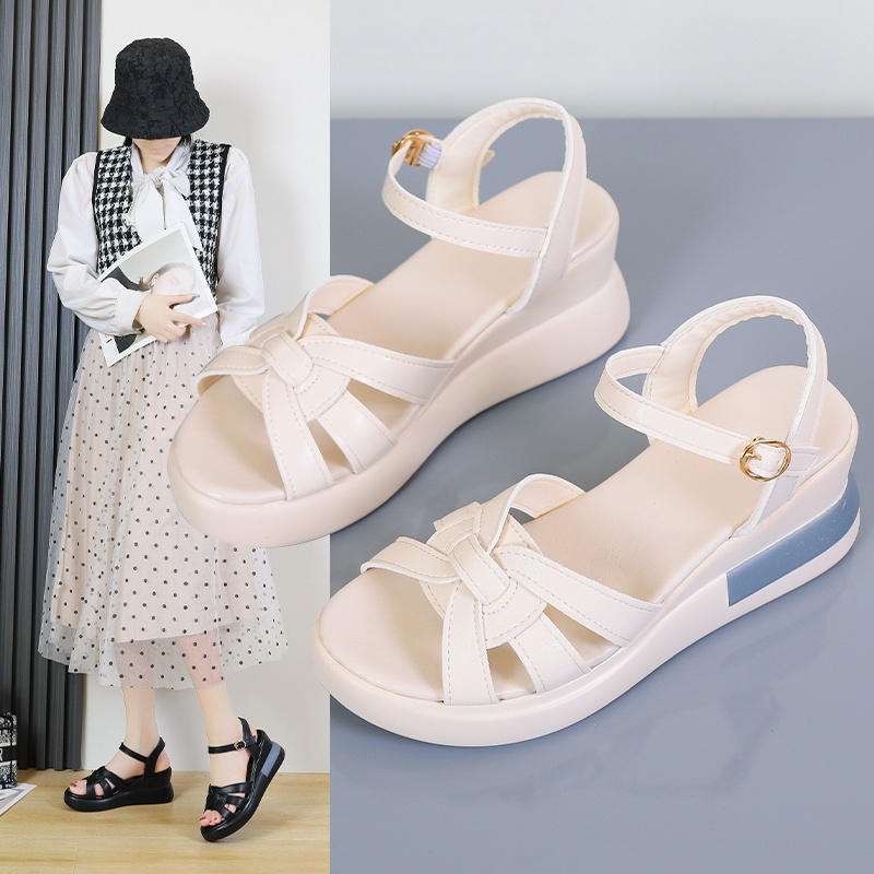 KZT-SW11 'FREE BOX' Sepatu Wanita &quot;BAILEY&quot; Sandal Wedges Slip On Kasual Fashion Import COD Termurah