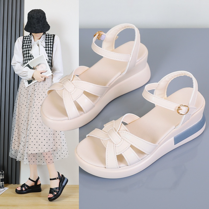 KZT-SW11 Sepatu Wanita Sandal Wedges Slip On Kasual Fashion Import COD Termurah