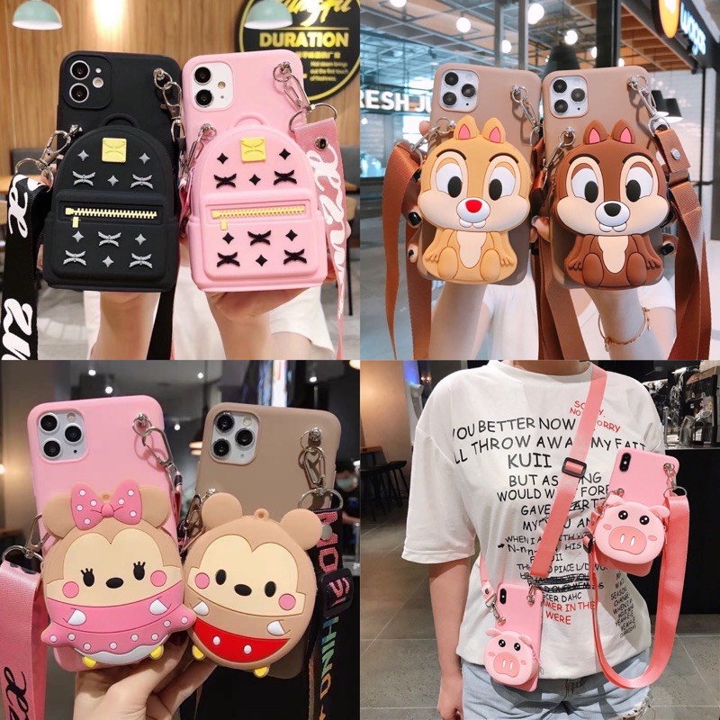 Dompet Koin Silicon Karakter Case + Gratis Gantungan untuk semua tip hp vivo oppo xiaomi iphone