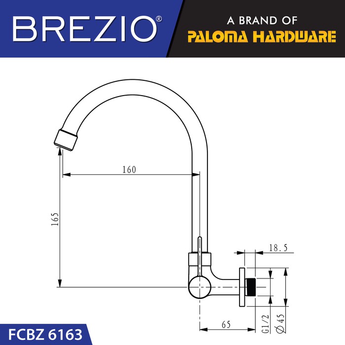 BREZIO FCBZ 6163 Keran Sink Angsa Cuci Piring Dapur Tembok Kran Air