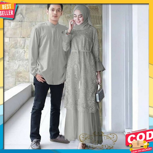 Couple Carita Batik Set Baju Couple Pasangan Muslim Lebaran Model Terbaru 2022 Set Couple Gamis Jumb