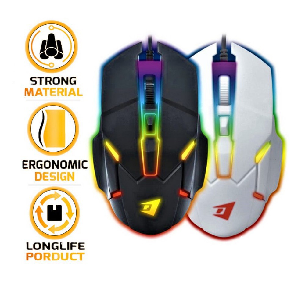 Mouse Wired Gaming Jertech M300 RGB High Speed Robot Desain Rocket Strong Material New