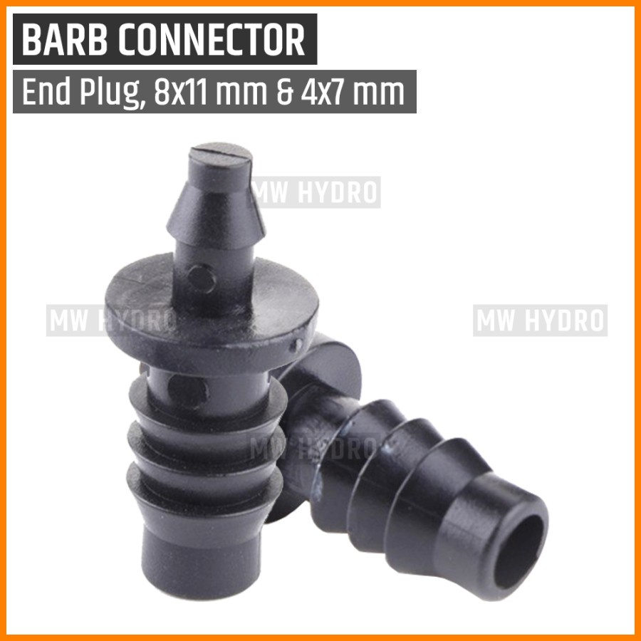 Barb Connector 11 mm - End Line Plug | Konektor Selang Irigasi Hidroponik - Penutup Ujung