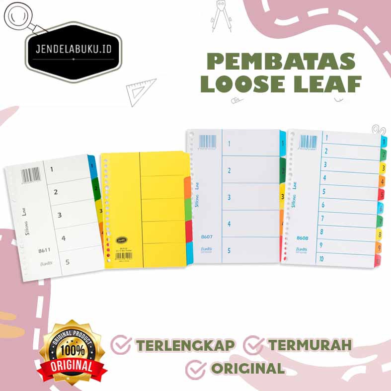 

PEMBATAS LOOSE LEAF INDEX BANTEX B5 1-5, B5 1-12, A5 1-5, A5 5