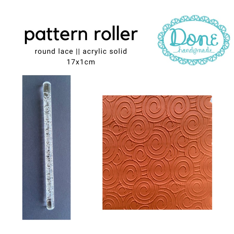 Clay roller motif pattern roller round lace alat clay fondant roller