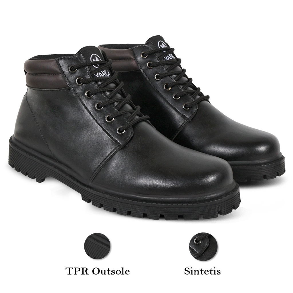 Sepatu Boots Pria Terbaru V 3011 Brand Varka Sepatu Kets Tinggi untuk Kerja Kuliah Hangout Harga Murah Berkualitas Warna Hitam