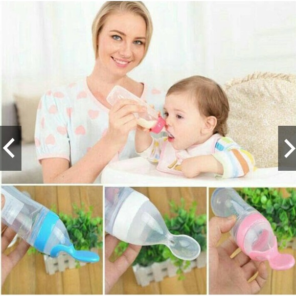 Botol Sendok Silikon Bayi 90ml Food Grade untuk Bubur / MPASI CBKS LC