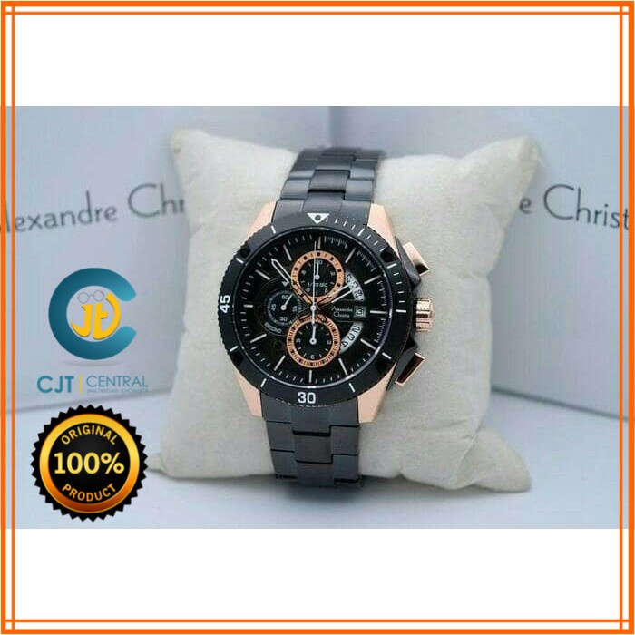 AC 6465 - ALEXANDRE CHRISTIE PRIA -  ROSEGOLD BLACK - GARANSI RESMI 1TAHUN - MURAH