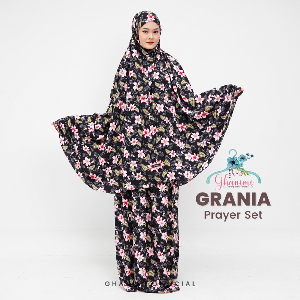 Ghanimi - Grania Prayer Set / Mukena Rayon Motif murah