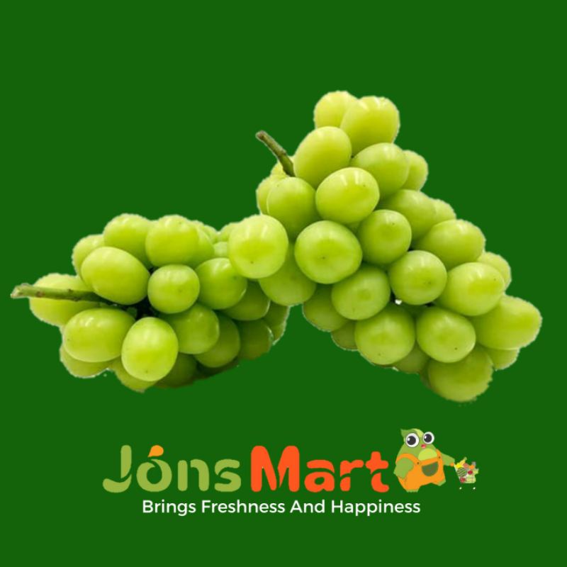

Jonsmart Anggur Shine Muscat / Anggur Hijau RRC Import 1pack (500g) Premium Quality [KHUSUS GOJEK/GRAB]