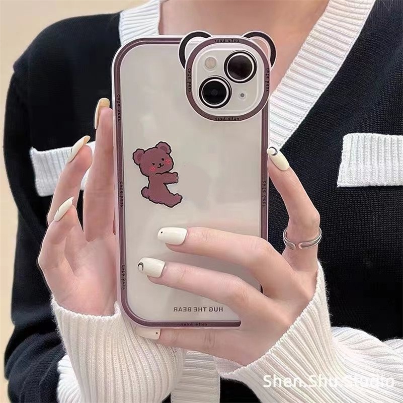 Soft Case Silikon Motif Beruang Untuk iPhone 13 12 11 Pro Max X Xr Xs Max SE 2020 8 7 6 6s Plus