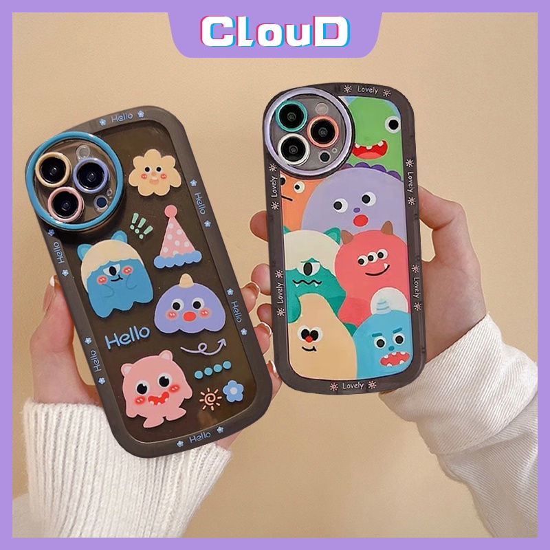 Casing Oppo A17 A16 A77s A12 A54 A15 A57 A96 A5s A3s A95 A16K A55 A31 A1K A16E A53 A33 A74 A16s A5 A9 A76 A35 A7 A36 Reno 85z 5 6 Kartun Graffiti Monster Kecil Soft Case Cover