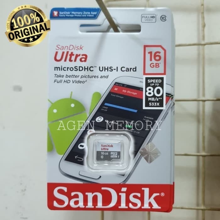 sandisk memory 16gb memorycard microsd memori micro sd class 10 16 gb