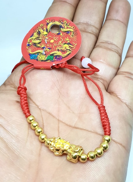 Gelang tangan wanita gelang pixu lapis emas gelang rajut tali