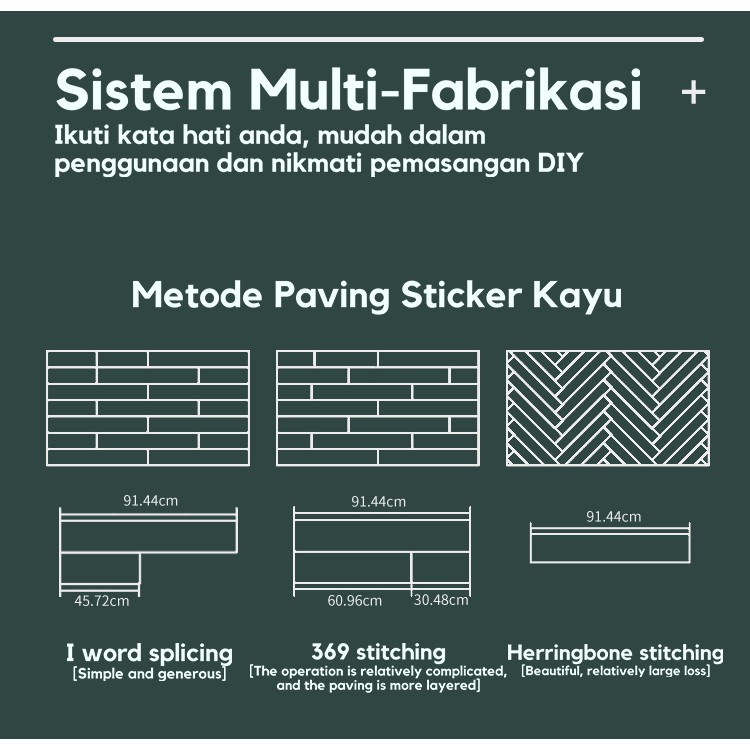 Stiker Lantai Vinyl Lantai kayu Wallpaper Lantai Motif Kayu Ukuran 91.5 x 15,2 Cm Tebal 2 Mm