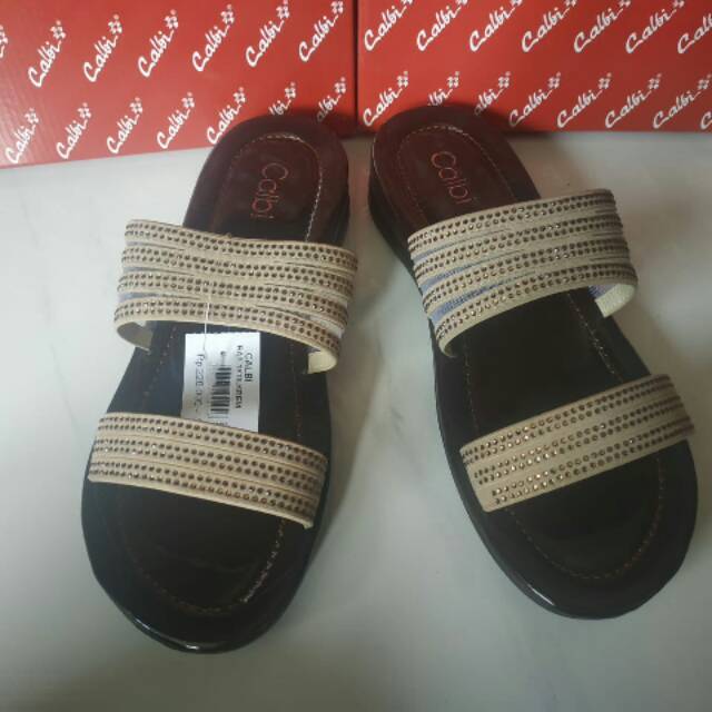 Sandal Pesta Dua tali RAX.1818 Krem Sz 36-40 Merk Calbi