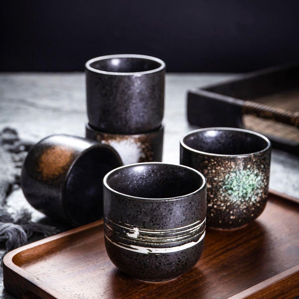 Lanfy Cangkir Teh Originale Retro Japanese Style Crude Pottery Bulat Keramik Mug Keramik