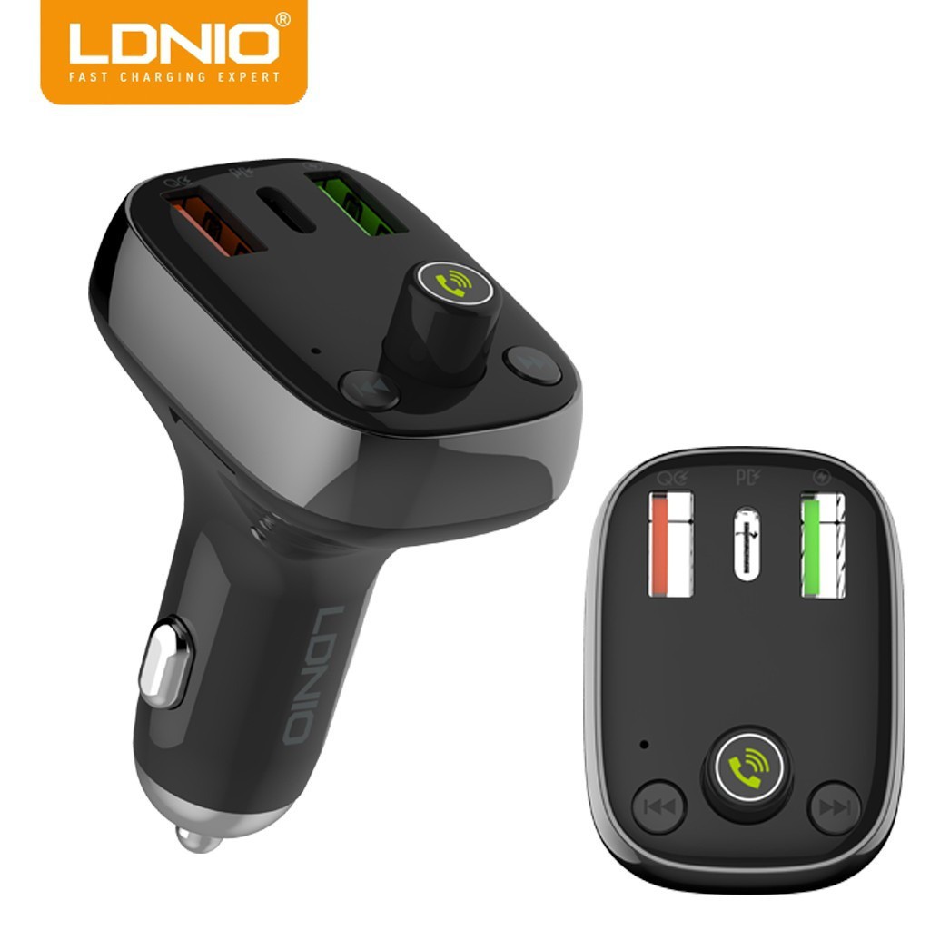 LDNIO CQ704 Bluetooth FM Transmitter Charger USB-C PD with QC 4.0 &amp; Auto-ID Technology