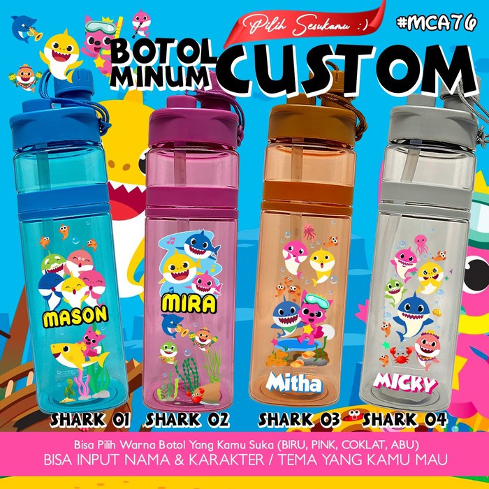 Botol Minum Custom Anak tema BABY SHARK