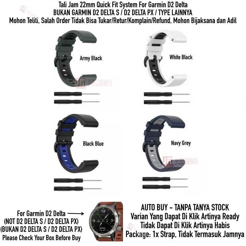 For Garmin D2 Delta (Bukan Delta S / Delta PX) - DT Tali Jam Tangan 22mm Watch Strap Quick Fit