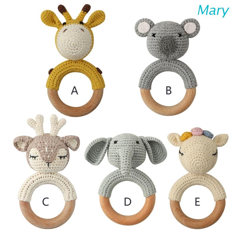 Mary 1pc Mainan Rattle Teether Kayu Bayi DIY