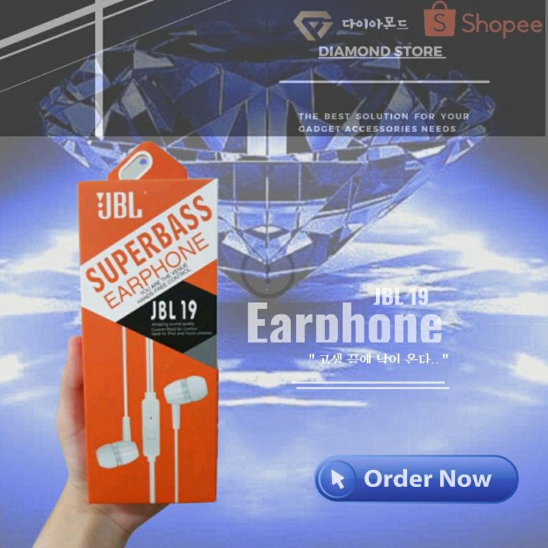 JBL 19 HEADSET HEADSFREE HF EARPHONE EXTRA STEREO BASS J19