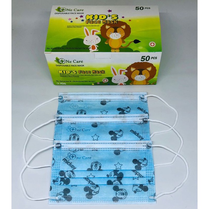 MASKER ANAK EARLOOP ONE CARE 3 PLY MOTIF KARAKTER ISI 50 PCS