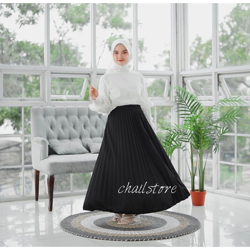 Rok Plisket Premium / Mayung / Skirt Wanita Muslim / Pleated / Remple Panjang