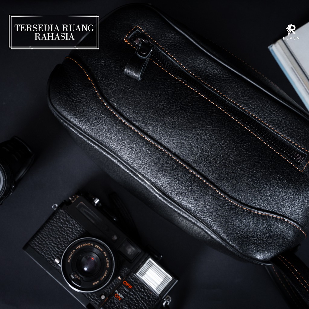 REVEN LEATHER - Pouch Bag Pria Kulit Asli Cluth Bender